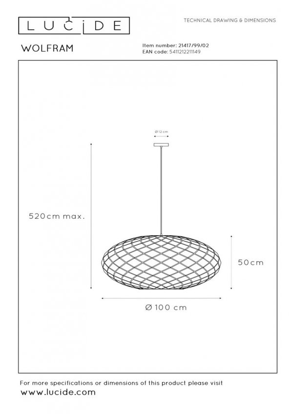 Lampa Wisząca Industrialna Złota WOLFRAM 21417/99/02 LUCIDE