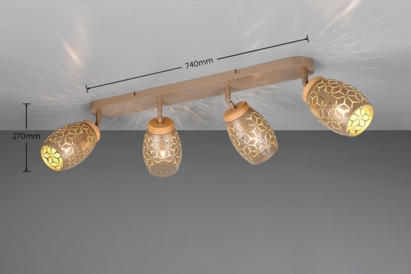 Nowoczesny plafon lampa sufitowa 4-płomienna brązowa regulowane tuby klasyczna w stylu orientalnym metalowa drewniany dekor BIDAR R81574065 Rl