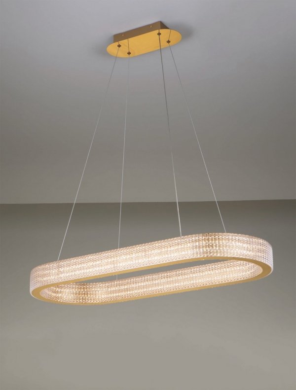 Złoty Żyrandol w Stylu Art Deco Luces Exclusivas YOTAU LE44730 Owalna Lampa Wisząca Nad Stół