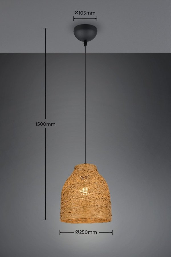 Lampa wisząca pleciona z przędzy brązowa owalna boho rystykalna industrialna minimalistyczna nad stół do salonu sypialni JOELINE R31731026 Rl
