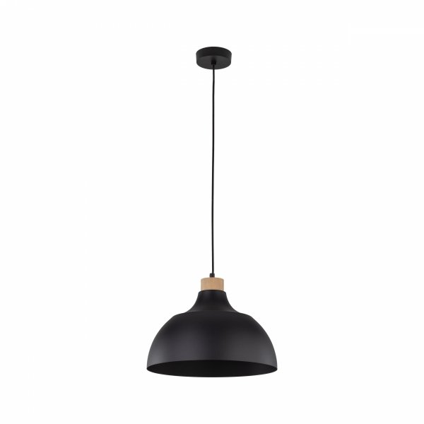 Minimalistyczna lampa wisząca w stylu rustykalnym czarna z elementem drewnianym CAP BLACK 2071 TK-Lighting 