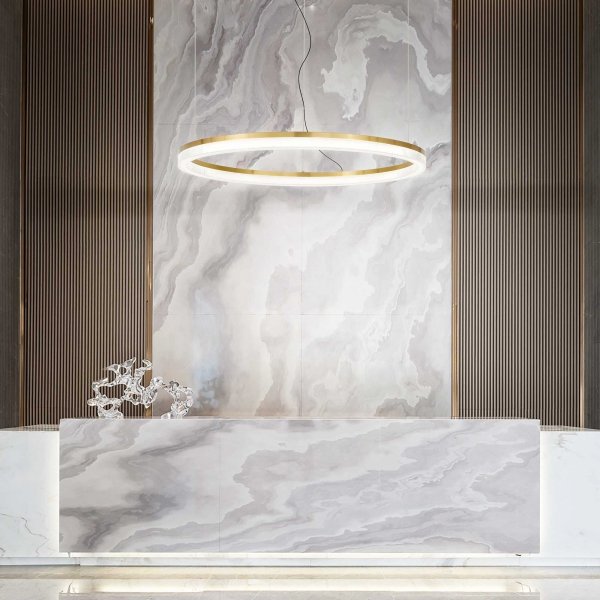 Nowoczesna Lampa Wisząca Mosiądz LED Okrąg CROWN SP D80 314921 IDEAL LUX