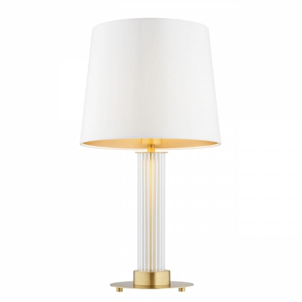 Nowoczesna elegancka szklana lampa stołowa z białym abażurem do salonu HAMPTON 8540  ARGON