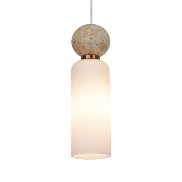 Nowoczesna lampa wisząca żyrandol potrójny Santos Italux PND-95331-3-BRSS Opalowy beżowy nad wyspę stół Art Deco