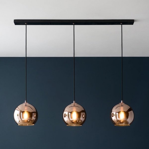 Lampa Wisząca Nowoczesna Miedziane Szklany Klosze Kule BOLI 102929 ENDON