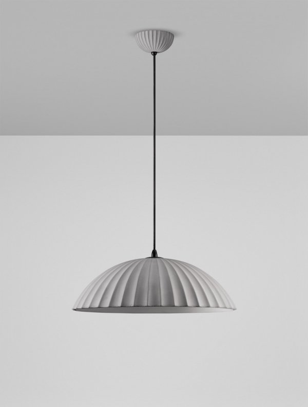 Minimalistyczna lampa wisząca owalna betonowa czarna ozdobne wgłębienia uniwersalna klasyczna możliwość ściemniania GIRONTO LE45303 Luces Exclusivas