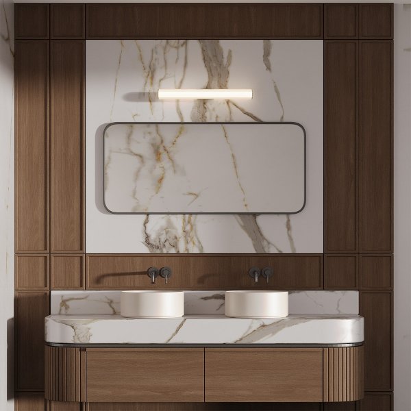 Stylowy nowoczesny designerski kinkiet LED do łazienki w kolorze chrom szklany ryflowany klosz LINEA LP-0510/1W-45 CH CCT Light Prestige IP44
