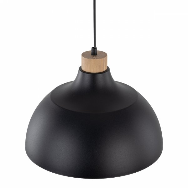 Minimalistyczna lampa wisząca w stylu rustykalnym czarna z elementem drewnianym CAP BLACK 2071 TK-Lighting 