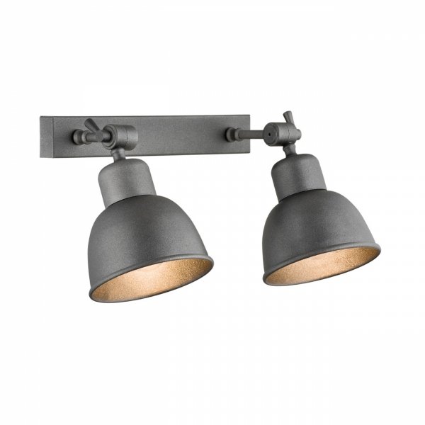 Industrialny metalowy kinkiet retro antracyt stal lakierowana 2-płomienny regulowany nowoczesny nad lustro EUFRAT 677 Argon