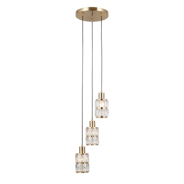 Złota kryształowa lampa wisząca do salonu nad stół glamour Alma Italux PND-40668-3-HBR