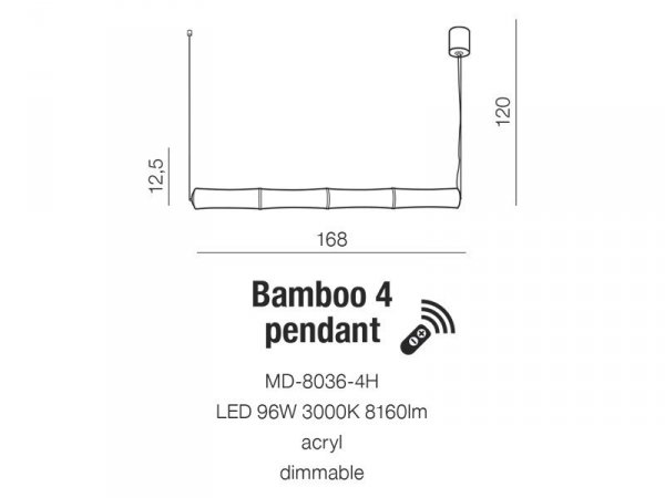 LAMPA SUFITOWA WISZĄCA AZZARDO BAMBOO 4 PENDANT AZ1902