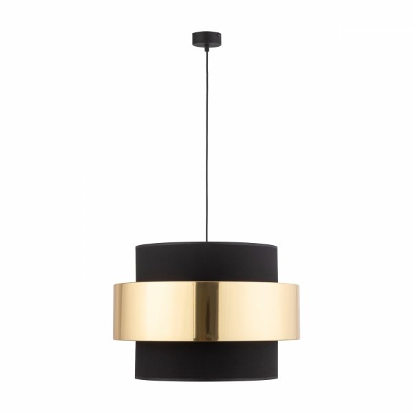 Czarno złota lampa wisząca dekoracyjny podwójny abażur w stylu hampton nad stół do salonu jadalni sypialni CALISTO 1 4376 50cm TK-Lighting