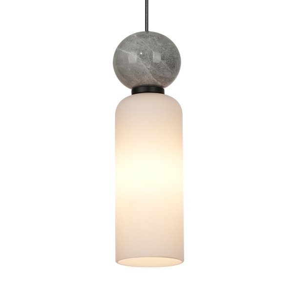 Nowoczesna lampa wisząca Santos Italux PND-95331-1-BK Opalowy biały czarny mat nad wyspę stół Art Deco