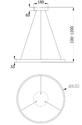 Lampa Wisząca RING Kolor Mosiądz RIM MOD058PL-L32BS3K MAYTONI Nowoczesna Okręgi LED