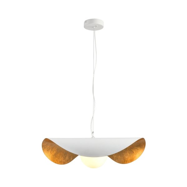Lampa wisząca ozdobna aluminiowa biała industrialna designerska elegancka mleczny szklany klosz ENZO ST-F22020601-D40 white Step Into Design