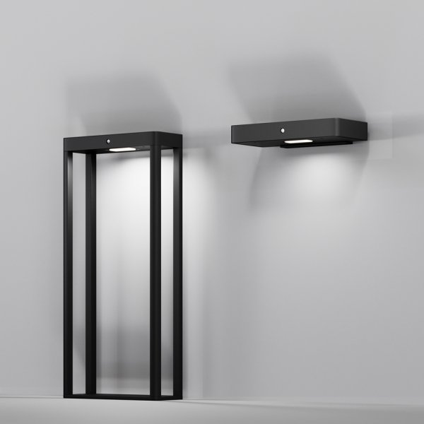 Nowoczesne oświetlenie zewnętrzne lampy stojące słupek LED grafit aluminium czujniki ruchu i oświetlenia bateria słoneczna Pir MAYTONI OSL456FL-L2GF3K