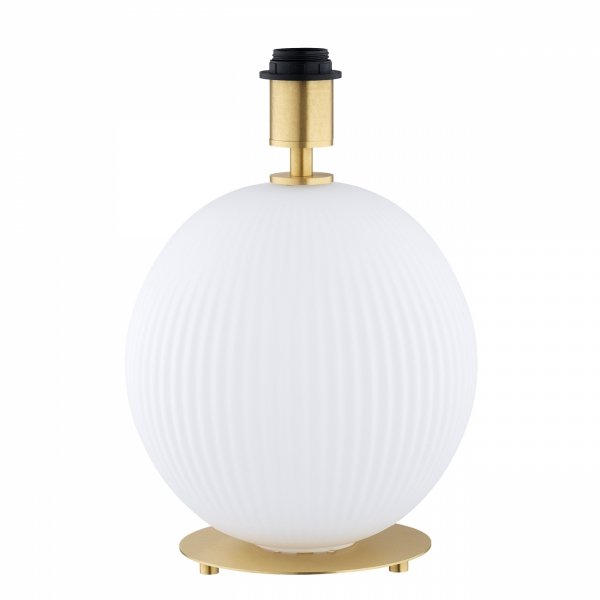  Lampa stołowa lampka nocna klasyczna uniwersalna duża biała kula szklana mosiądz beżowy abażur satyna HAMILTON 8544 Argon