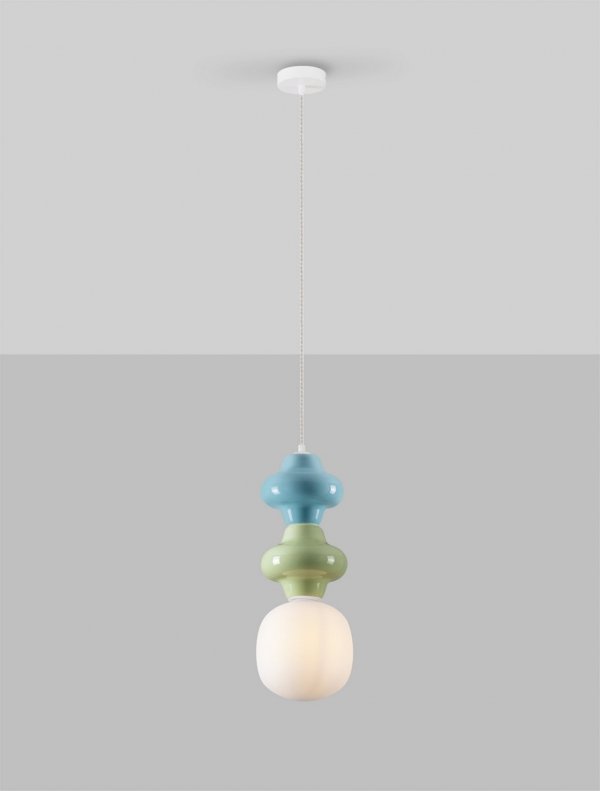 Designerska Lampa Wisząca z Ceramiki Niebiesko Zielona Luces Exclusivas VILROSA LE44563