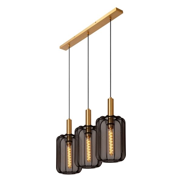 Lampa Wisząca Nowoczesna Czarne Klosze Materiałowe CORINA 03447/03/30 LUCIDE
