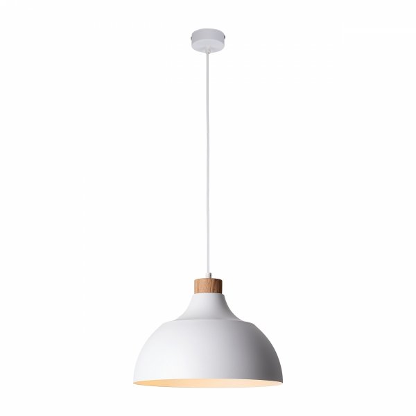 Minimalistyczna lampa wisząca w stylu skandynawskim biała z elementem drewnianym CAP WHITE 2070 TK-Lighting 
