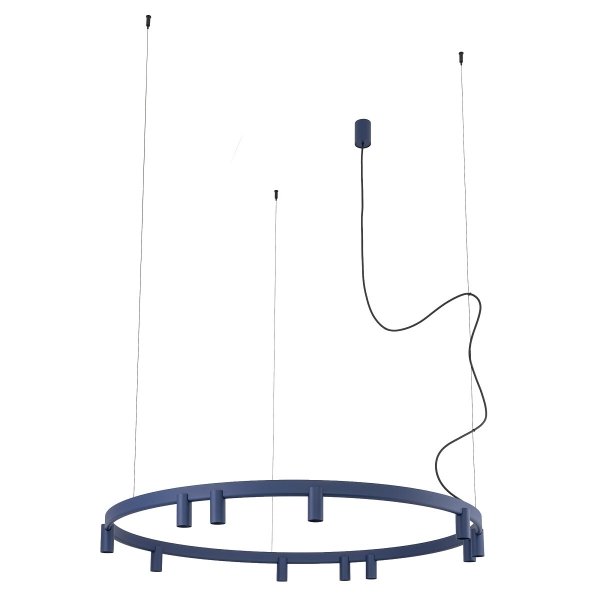 Geometryczna Lampa wisząca FOURTY ROUND LED XI Nowodvorski 12286 Nowoczesny żyrandol minimalistyczny Granatowa