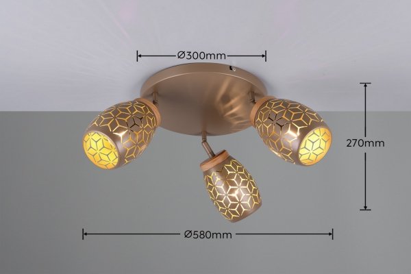 Nowoczesny plafon lampa sufitowa potrójna brązowa regulowane tuby klasyczny w stylu orientalnym metalowa BIDAR R61573365 Rl