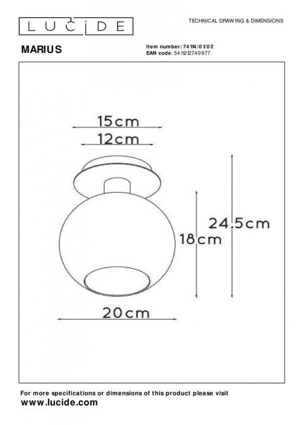 Designerski złoty plafon glamour MARIUS 74114/01/02 LUCIDE