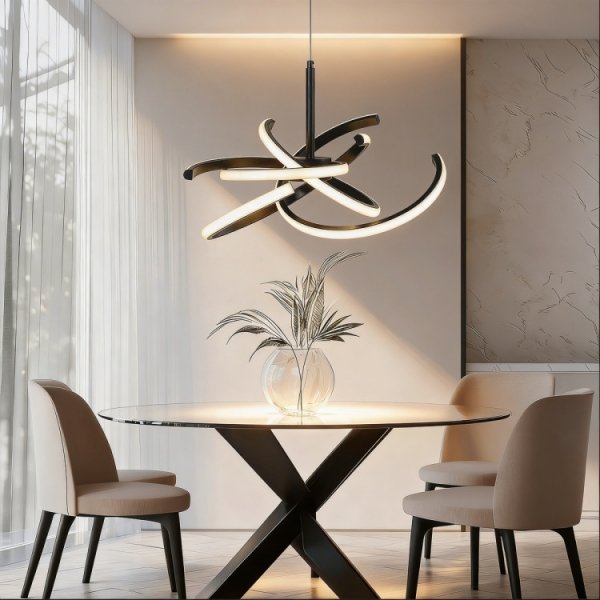 Designerska lampa wisząca czarna LED CCT dekoracyjna owalna geometryczna Spider LP-1225/1P 48 BK Light Prestige