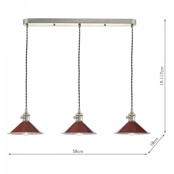 Chrom Lampa Wisząca Vintage Czerwone Klose HADANO HAD3661-08 DAR LIGHTING