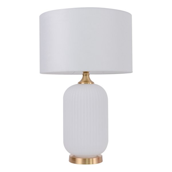 Abażurowa lampa stołowa ceramiczna biała ze złotymi elementami TAMIZA LP-1515/1T big white Light Prestige