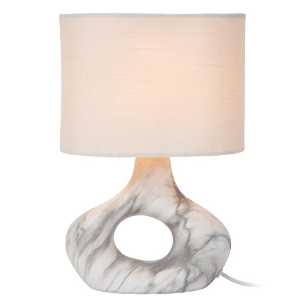 Dekoracyjna lampka stołowa ceramiczna podstawa z lnianym abażurem designerska nowoczesna na komodę TOMEO 47509/81/31 LUCIDE