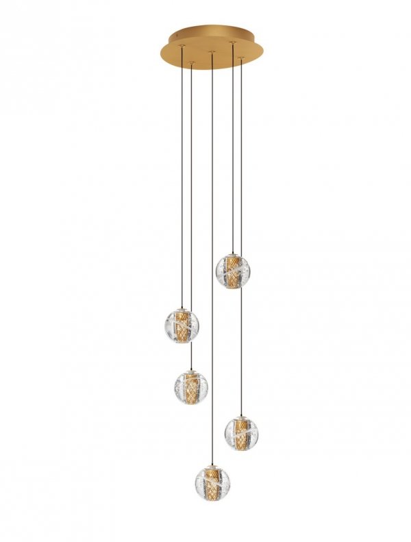 Oryginalna Złota Lampa Wisząca Szklane Kule w Stylu Art Deco LUCES EXCLUSIVAS CUYO LE44212