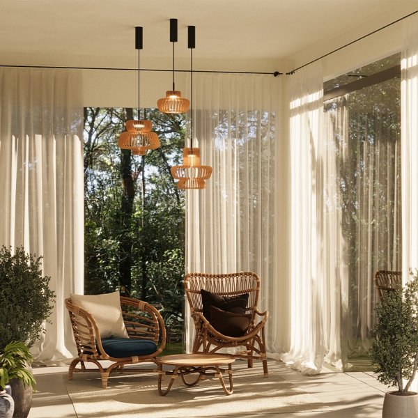 Nowoczesna lampa wisząca LED Maytoni Namiki MOD465PL-L12BK1 Drewniana jadalniana nad stół