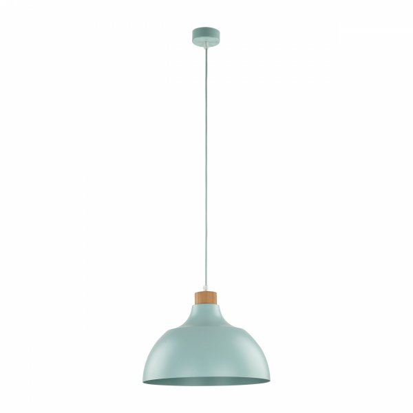 Minimalistyczna lampa wisząca w stylu rustykalnym kolor miętowy z elementem drewnianym CAP MINT 5901 TK-Lighting 