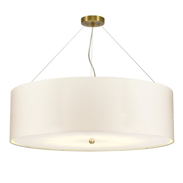 Lampa wisząca 86 cm Pearce 7 źródeł światła postarzany mosiądz jedwabny abażur minimalistyczna DL-PEARCE34-7LT-IV-AB ELSTEAD LIGHTING