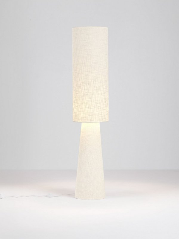 Lampa podłogowa stojąca lniana abażurowa biała rystykalna boho industrialna Luces Exclusivas