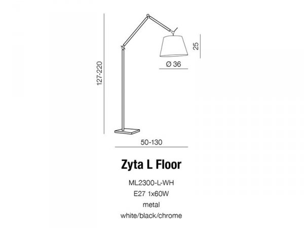 LAMPA PODŁOGOWA AZZARDO ZYTA AZ1849+AZ2602 BIAŁA NOWOCZESNA