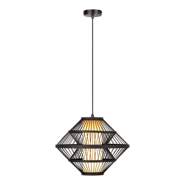 Lampa Wisząca PASQUINO 21445/40/30 Lucide Fornir Czarny Ø40cm Japandi E27