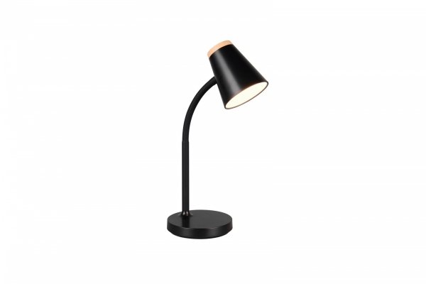 Lampa biurkowa nocna LED czarna minimalistyczna klasyczna uniwersalna nowoczesna drewniany dekor PONGO R55831102 Rl