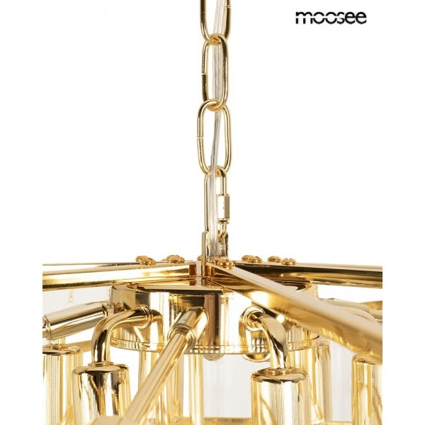 Złota lampa wisząca żyrandol do salonu w stylu glamour kryształowa LUMA 60 MSE1501100568 MOOSEE