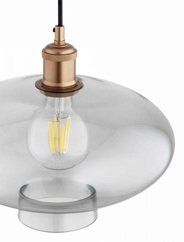 Szklana lampa wisząca TRESCO 8981 Argon Dymione Szkło Miedziane detale
