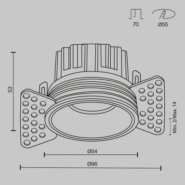 Czarna Oprawka Wpuszczana Downlight Round Maytoni DL058-7W3K-TRS-B