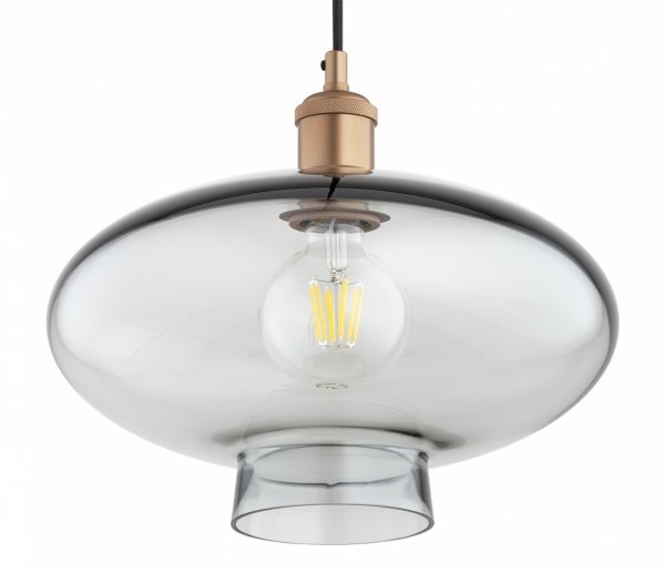 Szklana lampa wisząca TRESCO 8981 Argon Dymione Szkło Miedziane detale