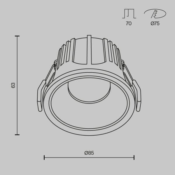 Lampa wpuszczana w sufit minimalistyczna aluminium biało-czarna okrągła Alfa LED MAYTONI DL043-01-15W2.7K-RD-WB-DE