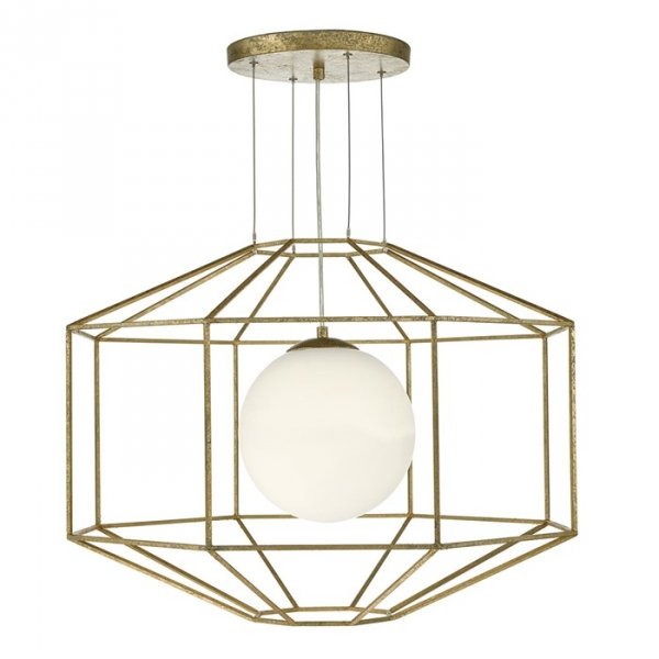 Złota Lampa Wisząca Vintage Szklany Klosz Kula IZMIR IZM0135 DAR LIGHTING