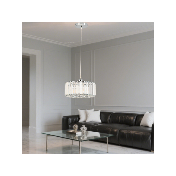 Kryształowa elegancka lampa wisząca w stylu glamour kolor chrom VETRO LP-2910/1P CH round Light Prestige