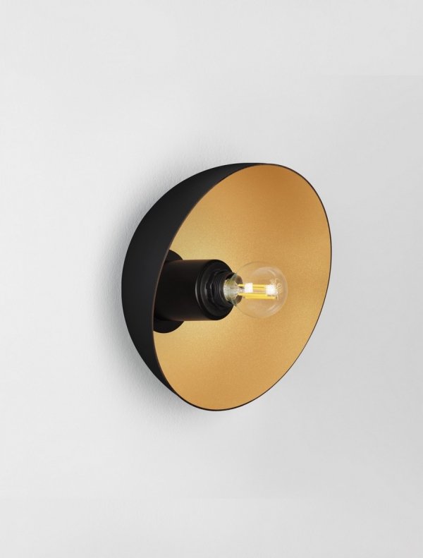 Kinkiet metalowy czarno-złoty okrągły minimalistyczny industrialny nowoczesny możliwość ściemniania VENTORO LE45588 Luces Exclusivas