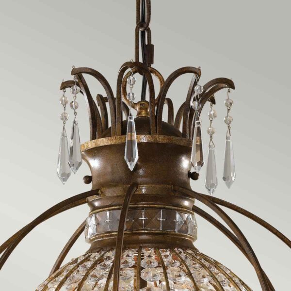 Żyrandol Bellini 3 źródła światła Oksydowany brąz kryształ vintage glamour FE-BELLINI3 FEISS