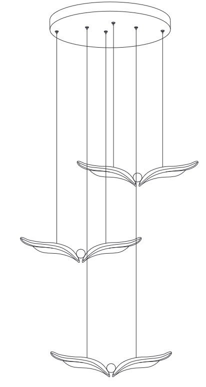Designerska lampa wisząca GUFO 3 LED róźowe złoto 36 cm Step Into Design ST-DL8506
