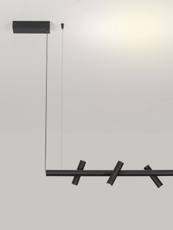 Lampa wisząca LED listwa 120cm z regulowanymi tubkami czarna ściemnialna uniwersalna Luces Exclusivas